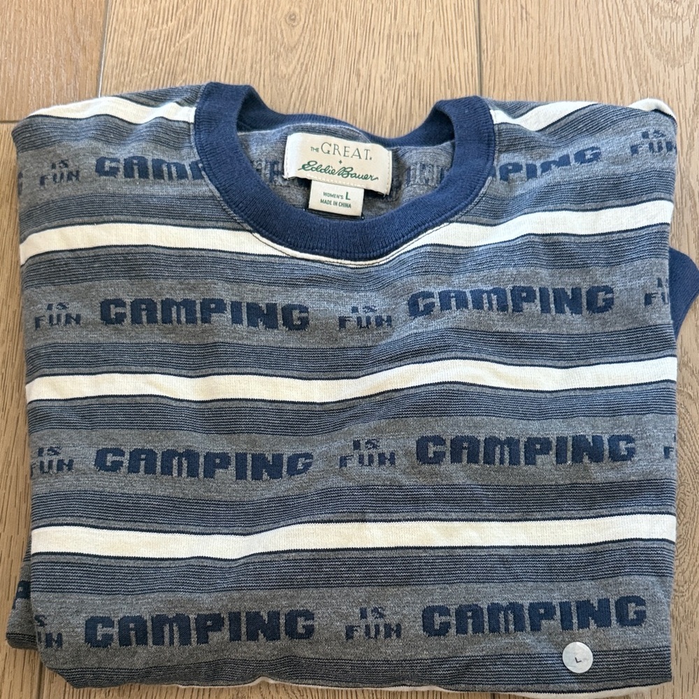 THE GREAT + Eddie Bauer Blue and White Striped Top